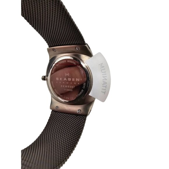 Skagen Men's Melbye Three-Hand Day Date Charcoal Gray Titanium Mesh Band Watch - Picture 3 of 5